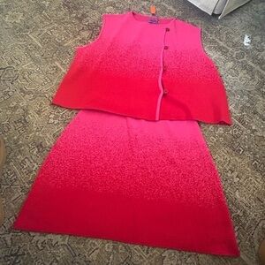 NWT Celmo Pink/Red Knit Two piece Skirt Set